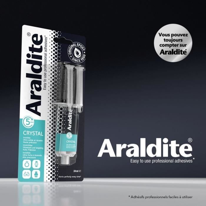 Colle époxy bi-composant - CYANOLIT - Araldite - Crystal - 24 ml - Transparent - Haute résistance - Idéale pour assemblages discrets