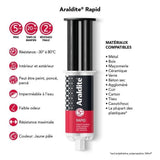 Colle époxy bi-composant - CYANOLIT - Araldite - Rapid - 24 ml - Prise rapide - Haute résistance - Multi-matériaux