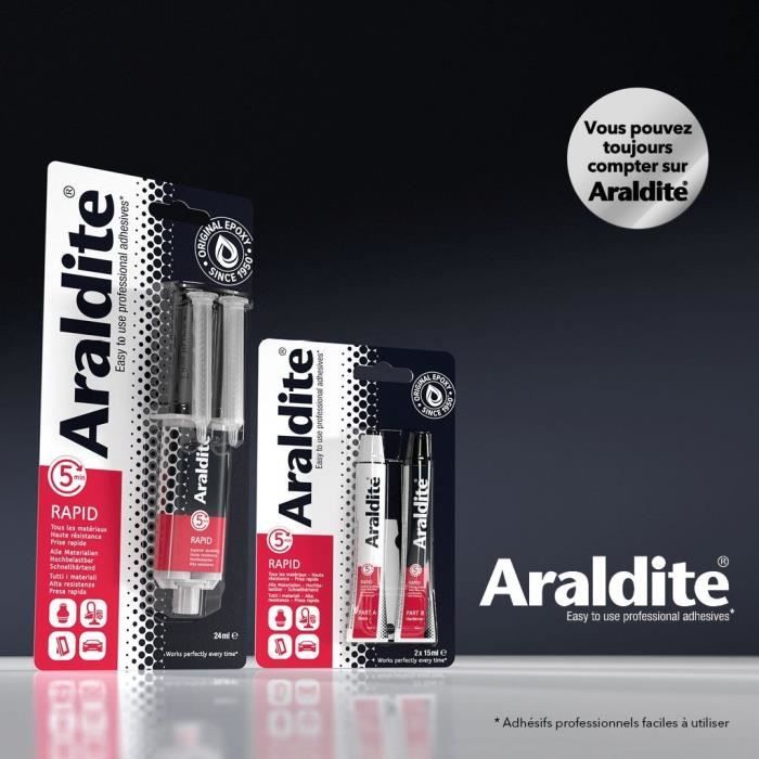 Colle époxy bi-composant - CYANOLIT - Araldite - Rapid - 24 ml - Prise rapide - Haute résistance - Multi-matériaux