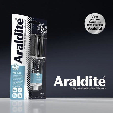 Colle époxy bi-composant - ARALDITE - 24 ml - Spécial métaux - Haute résistance - Réparation durable