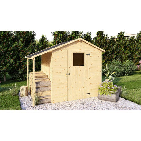 Abri de jardin en bois avec appentis - Pin brut - 2,96 m˛ (abri) + 0,88 m˛ (appentis) - Panneaux de 12 mm