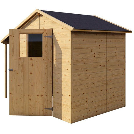 Abri de jardin en bois avec appentis - Pin brut - 2,96 m˛ (abri) + 0,88 m˛ (appentis) - Panneaux de 12 mm