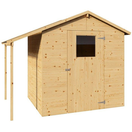Abri de jardin en bois avec appentis - Pin brut - 2,96 m˛ (abri) + 0,88 m˛ (appentis) - Panneaux de 12 mm
