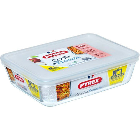 Boîte de conservation rectangulaire - PYREX - 1451005 - Couvercle en plastique - Verre borosilicate - 22 x 17 cm