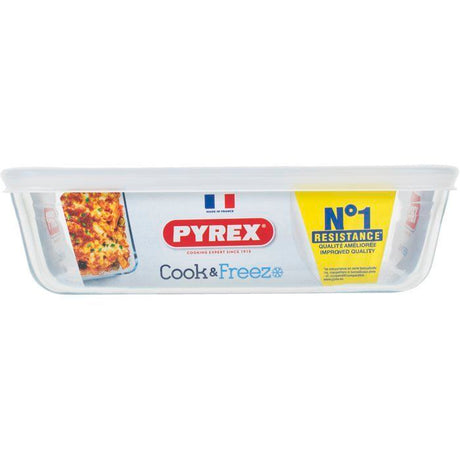 Boîte de conservation rectangulaire - PYREX - 1451005 - Couvercle en plastique - Verre borosilicate - 22 x 17 cm