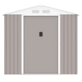 PLUTON Abri de jardin en mÈtal 2,71 m≤  - 213 x 127 x 195 cm - Kit d'ancrage inclus, 2 portes coulissantes - Taupe