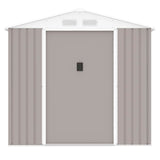 Abri de jardin en métal 2,71 m²  - 213 x 127 x 195 cm - PLUTON - Kit d'ancrage inclus, 2 portes coulissantes - Taupe