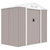 Abri de jardin en métal 2,71 m²  - 213 x 127 x 195 cm - PLUTON - Kit d'ancrage inclus, 2 portes coulissantes - Taupe