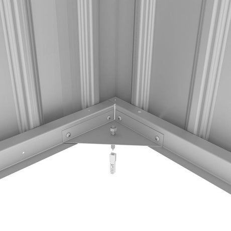 Abri de jardin en métal 2,71 m˛  - 213 x 127 x 195 cm - PLUTON - Kit d'ancrage inclus, 2 portes coulissantes - Gris