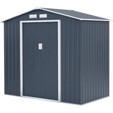 Abri de jardin en métal 2,71 m˛  - 213 x 127 x 195 cm - PLUTON - Kit d'ancrage inclus, 2 portes coulissantes - Gris