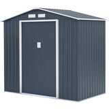 Abri de jardin en métal 2,71 m²  - 213 x 127 x 195 cm - PLUTON - Kit d'ancrage inclus, 2 portes coulissantes - Gris