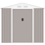 Abri de jardin en métal 4,07 m² - 213 x 191 x 195 cm - MARS -Kit d'ancrage inclus, 2 portes coulissantes - Taupe
