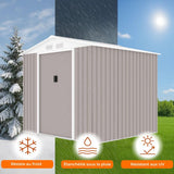 Abri de jardin en métal 4,07 m˛ - 213 x 191 x 195 cm - MARS -Kit d'ancrage inclus, 2 portes coulissantes - Taupe