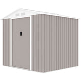 Abri de jardin en métal 4,07 m² - 213 x 191 x 195 cm - MARS -Kit d'ancrage inclus, 2 portes coulissantes - Taupe