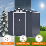 Abri de jardin en métal 4,07 m˛ - 213 x 191 x 195 cm - MARS -Kit d'ancrage inclus, 2 portes coulissantes - Gris