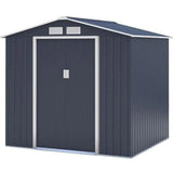 Abri de jardin en métal 4,07 m˛ - 213 x 191 x 195 cm - MARS -Kit d'ancrage inclus, 2 portes coulissantes - Gris