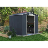 Abri de jardin en métal 4,07 m˛ - 213 x 191 x 195 cm - MARS -Kit d'ancrage inclus, 2 portes coulissantes - Gris