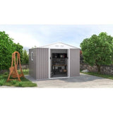 Abri de jardin en métal 	5,29 m˛ - 277 x 191 x 202 cm - VENUS Kit d'ancrage inclus, 2 portes coulissantes, 1 fenetre latérale Taupe