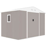 Abri de jardin en métal 	5,29 m˛ - 277 x 191 x 202 cm - VENUS Kit d'ancrage inclus, 2 portes coulissantes, 1 fenetre latérale Taupe