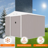 Abri de jardin en métal 	5,29 m˛ - 277 x 191 x 202 cm - VENUS Kit d'ancrage inclus, 2 portes coulissantes, 1 fenetre latérale Taupe