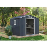 Abri de jardin en métal 	5,29 m˛ - 277 x 191 x 202 cm - VENUS Kit d'ancrage inclus, 2 portes coulissantes, 1 fenetre latérale Gris