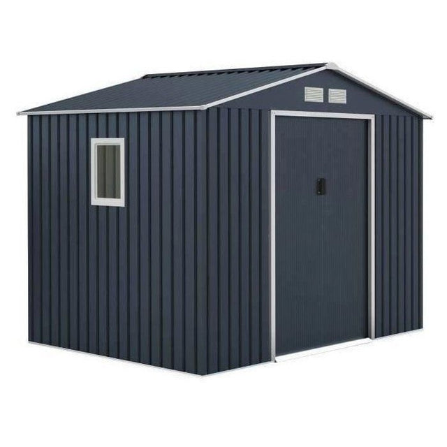 Abri de jardin en métal 	5,29 m˛ - 277 x 191 x 202 cm - VENUS Kit d'ancrage inclus, 2 portes coulissantes, 1 fenetre latérale Gris