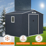 Abri de jardin en métal 	5,29 m˛ - 277 x 191 x 202 cm - VENUS Kit d'ancrage inclus, 2 portes coulissantes, 1 fenetre latérale Gris