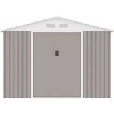 URANUS Abri de jardin en mÈtal 8,84 m≤ - 277 x 319 x 202 cm - Kit d'ancrage inclus, 2 portes coulissantes - Taupe