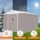 Abri de jardin en métal 8,84 m˛ - 277 x 319 x 202 cm - URANUS - Kit d'ancrage inclus, 2 portes coulissantes - Taupe