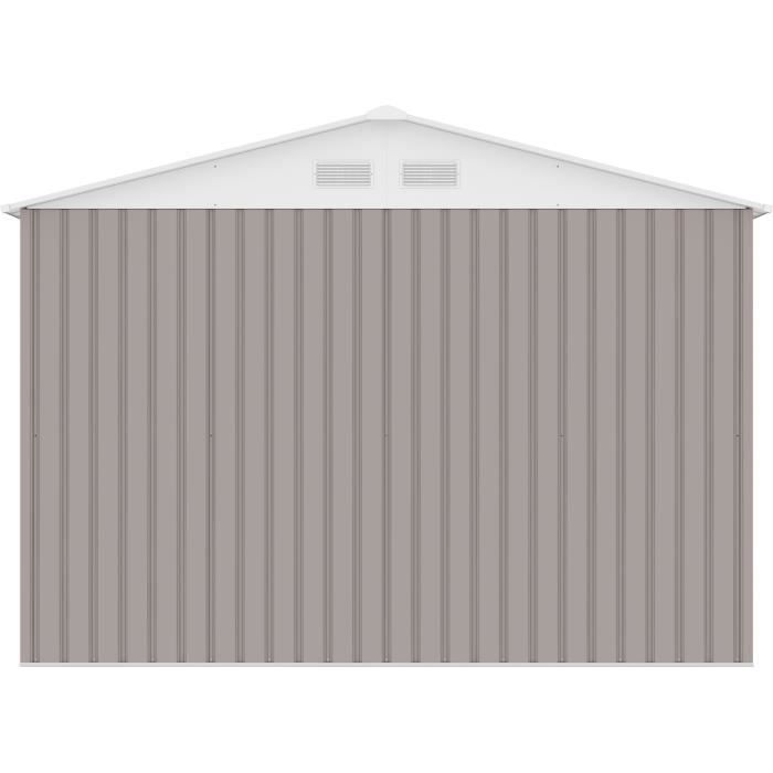 URANUS Abri de jardin en mÈtal 8,84 m≤ - 277 x 319 x 202 cm - Kit d'ancrage inclus, 2 portes coulissantes - Taupe