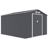 Abri de jardin en métal 8,84 m² - 277 x 319 x 202 cm - URANUS - Kit d'ancrage inclus, 2 portes coulissantes - Gris