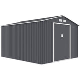 Abri de jardin en métal 8,84 m˛ - 277 x 319 x 202 cm - URANUS - Kit d'ancrage inclus, 2 portes coulissantes - Gris