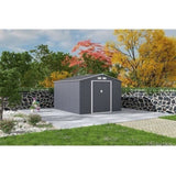 Abri de jardin en métal 8,84 m˛ - 277 x 319 x 202 cm - URANUS - Kit d'ancrage inclus, 2 portes coulissantes - Gris