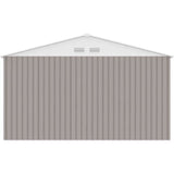 Abri de jardin en métal 10,85 m² - 340 x 319 x 210 cm - JUPITER - Kit d'ancrage inclus, 2 portes coulissantes - Taupe