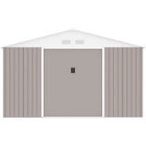 Abri de jardin en métal 15,16 m² - 340 x 446 x 210 - SATURNE - Kit d'ancrage inclus, 2 portes coulissantes - Taupe