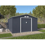 Abri de jardin en métal 15,16 m˛ - 340 x 446 x 210 - SATURNE - Kit d'ancrage inclus, 2 portes coulissantes - Gris