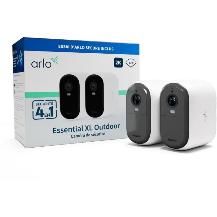 Pack 2 Cameras - ARLO - 2K XL Essential2 - Extérieur - Batterie - Vision nocturne