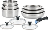 Batterie de cuisine - induction - ARTHUR MARTIN - AM0006 - acier inoxydable 18/10 - 10 pieces - poignée amovible