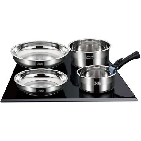 Batterie de cuisine - induction - ARTHUR MARTIN - AM0006 - acier inoxydable 18/10 - 10 pieces - poignée amovible