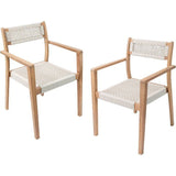 Lot de 2 fauteuils de jardin - ARAWA - Bois d'Acacia FSC - Empilable - Cordage tressé - 57 x 59 x 85 cm