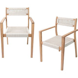 Lot de 2 fauteuils de jardin - ARAWA - Bois d'Acacia FSC - Empilable - Cordage tressé - 57 x 59 x 85 cm