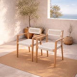 Lot de 2 fauteuils de jardin - ARAWA - Bois d'Acacia FSC - Empilable - Cordage tressé - 57 x 59 x 85 cm