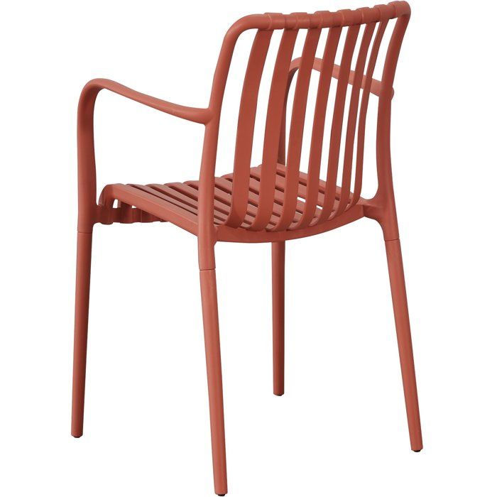 Lot de 4 fauteuils de jardin - SOLARIA - Empilables - Polypropylene renforcé - 55 x 58 x 81 cm - Rouge