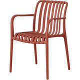 Lot de 4 fauteuils de jardin - SOLARIA - Empilables - Polypropylene renforcé - 55 x 58 x 81 cm - Rouge