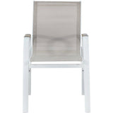 Lot de 4 fauteuils repas de jardin - VIANEA – Structure aluminium et textilene – Blanc et naturel - 52 x 64 x 86 cm