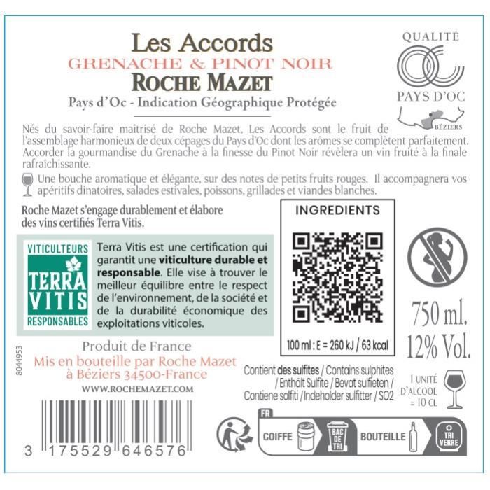Les Accords de Roche Mazet Grenache & Pinot Noir 2024 Pays d'Oc - Vin rosé de Languedoc