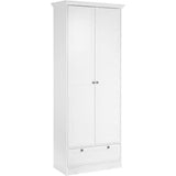 Armoire Landwood - DÈcor Blanc Mat - 2 Portes - 1 Tiroir - L80 x P39 x H200 cm