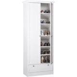 Armoire Landwood - Décor Blanc Mat - 2 Portes - 1 Tiroir - L80 x P39 x H200 cm