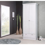 Armoire Landwood - Décor Blanc Mat - 2 Portes - 1 Tiroir - L80 x P39 x H200 cm