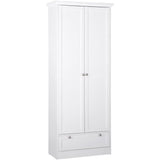 Armoire Landwood - DÈcor Blanc Mat - 2 Portes - 1 Tiroir - L80 x P39 x H200 cm